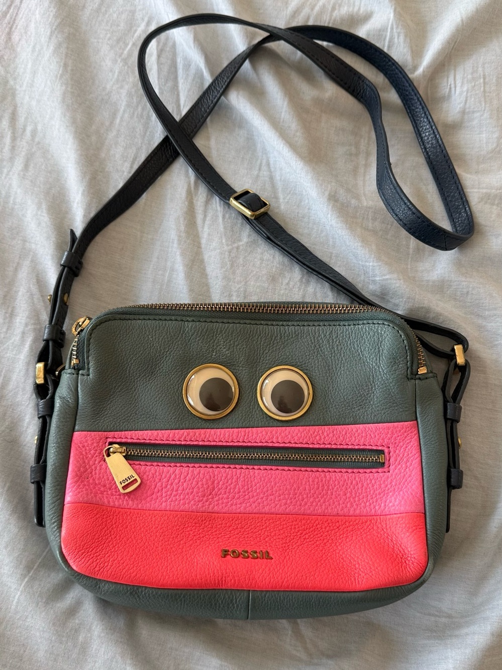 RARE Fossil Piper Bot toaster face color block crossbody purse